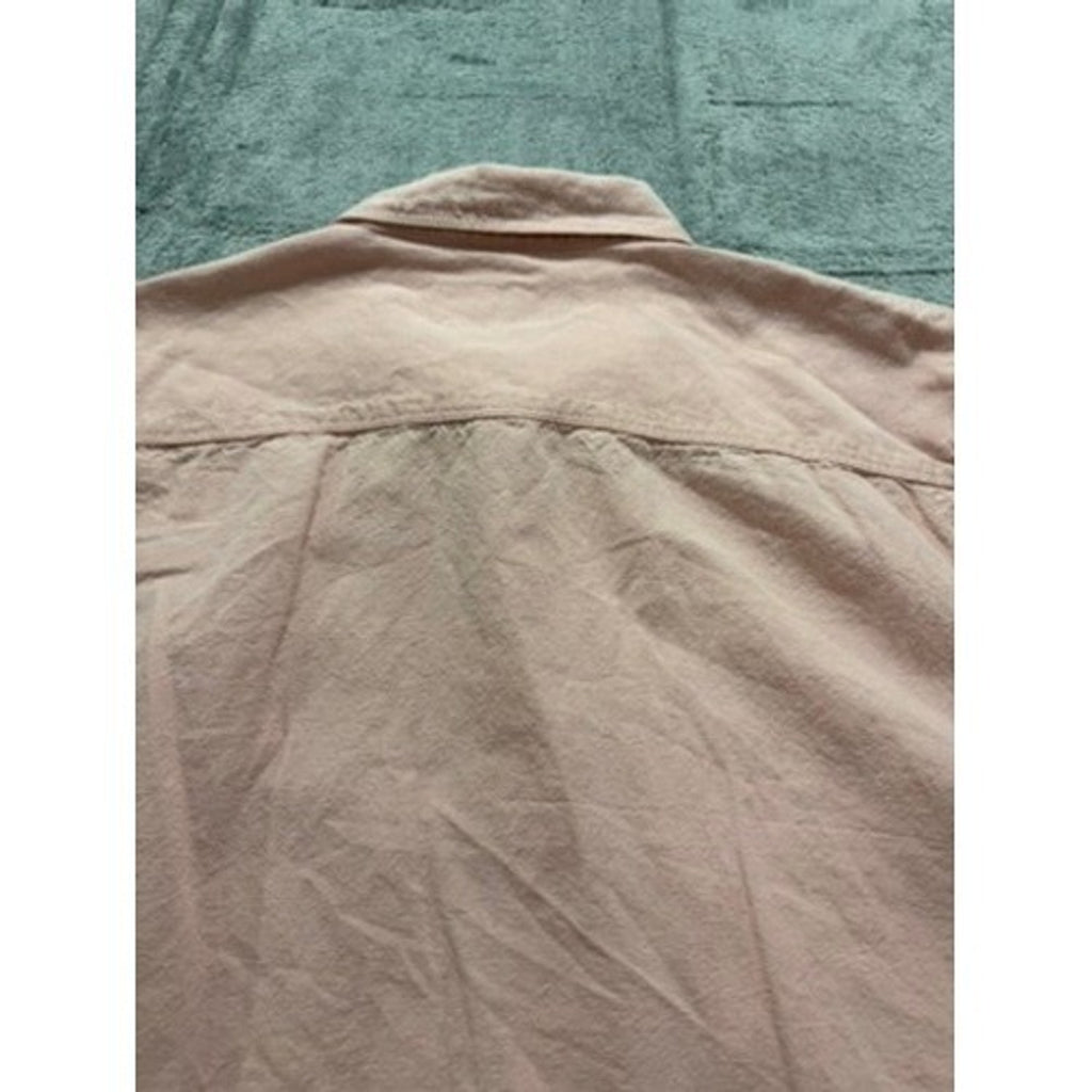 Coastaoro Mens XL Short Sleeve Button Down Shirt Salmon Pink Textured Casual
