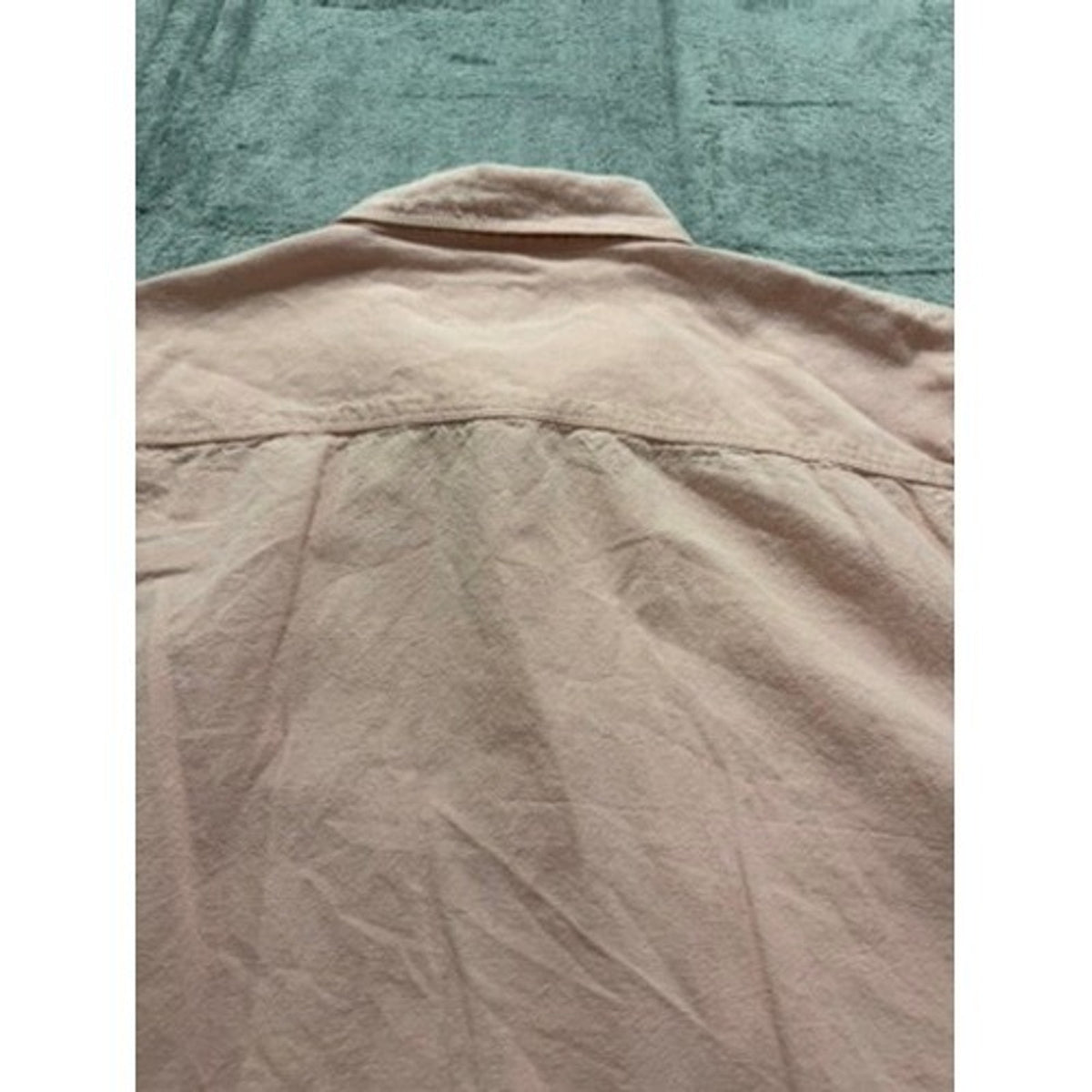 Coastaoro Mens XL Short Sleeve Button Down Shirt Salmon Pink Textured Casual