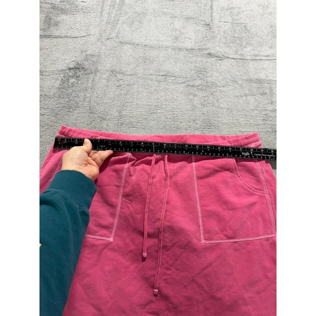 Gap Womens XL Pink Cotton Stretch Drawstring Mini Skirt w Pockets French Terry