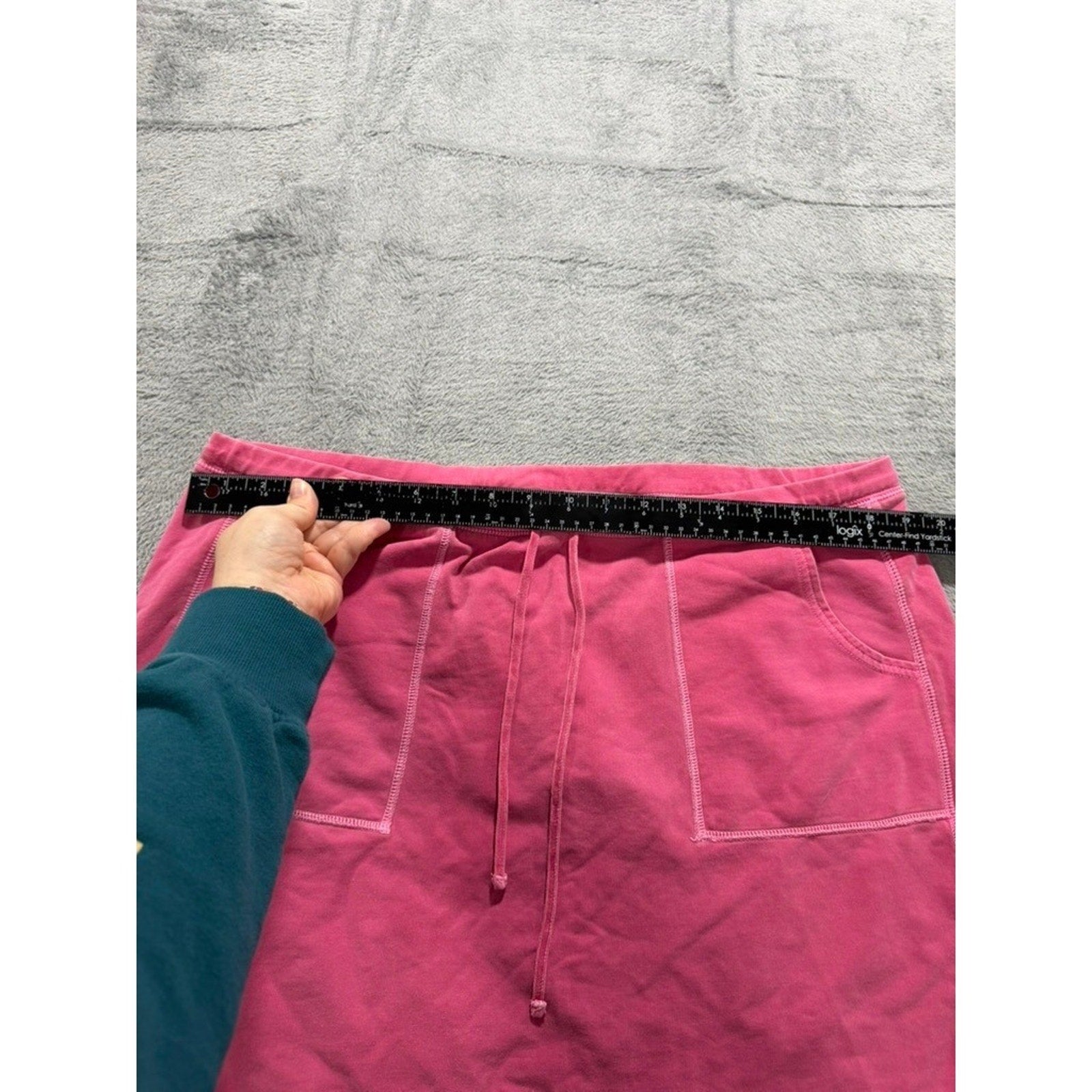 Gap Womens XL Pink Cotton Stretch Drawstring Mini Skirt w Pockets French Terry