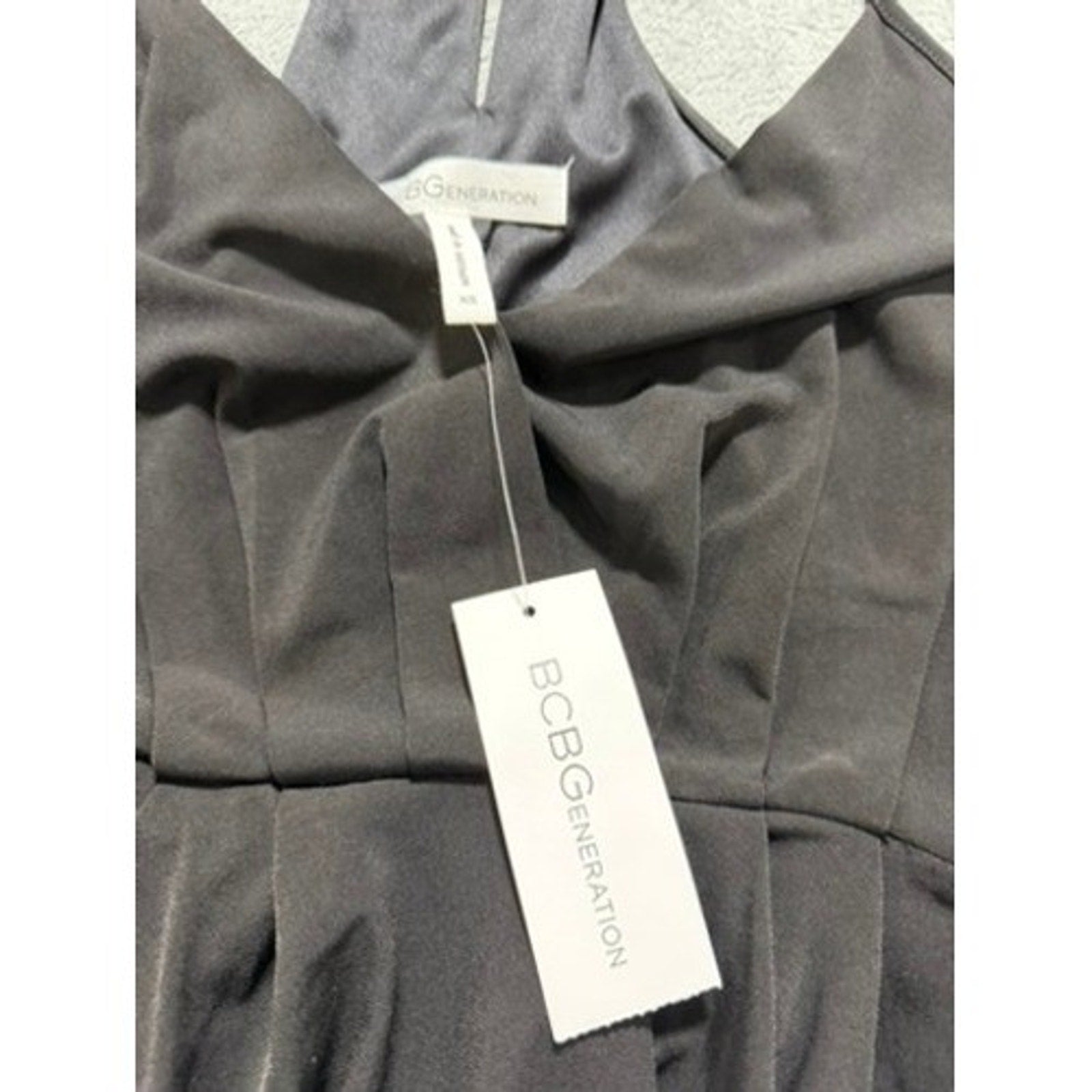 BCBGeneration Black Draped Racerback Midi Dress NWT XS Sleeveless Surplice LBD