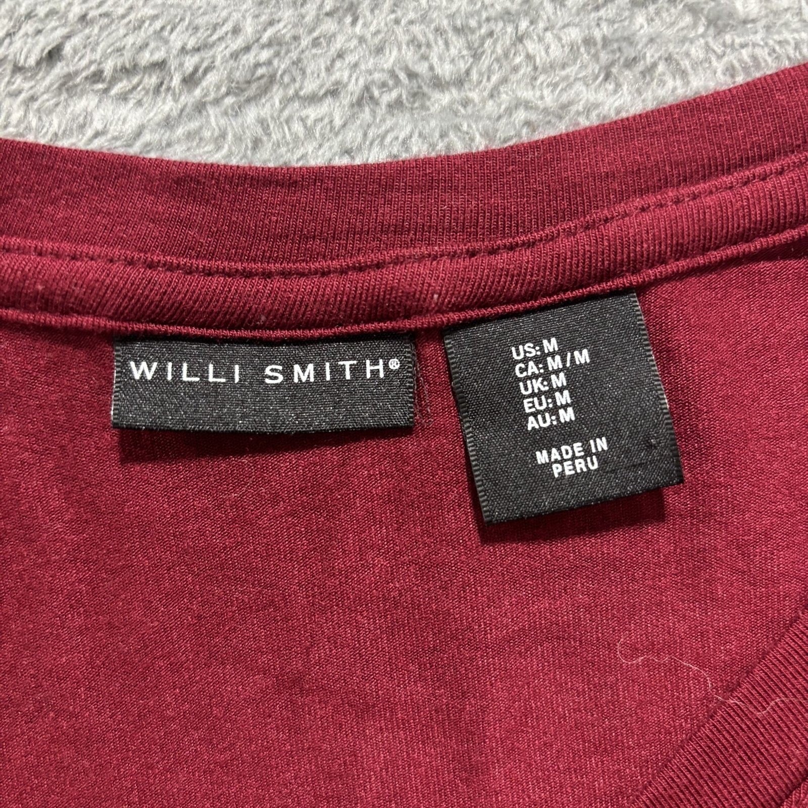 Willi Smith Womens M Maroon V-Neck Long Sleeve Tee Shirt Casual Minimalist