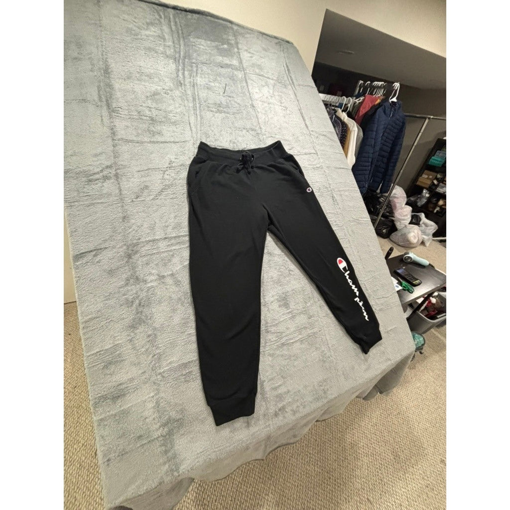 Champion Womens L Black Joggers Sweatpants Athleisure Casual Fleece Cozy Sporty