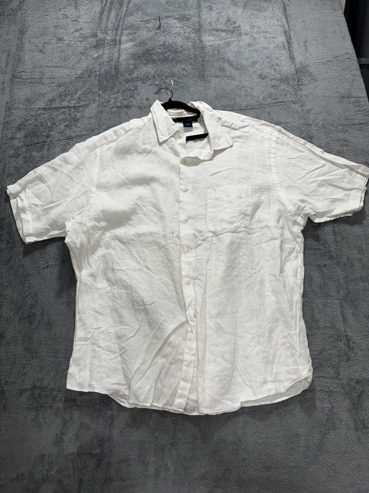 Brooks Brothers Mens XL White Short Sleeve Button Up Irish Linen Shirt Casual