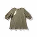 Dokotoo Womens S Olive Green Waffle Knit Puff Sleeve Top Casual Cozy Boho