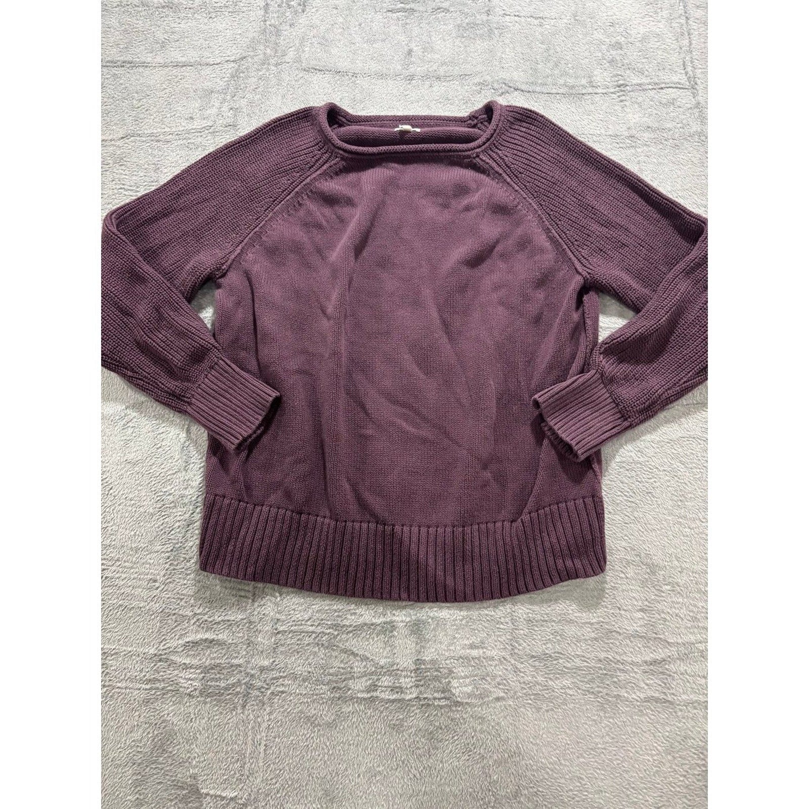 Aerie Womens S Purple Raglan Knit Sweater Casual Cozy Cotton Pullover