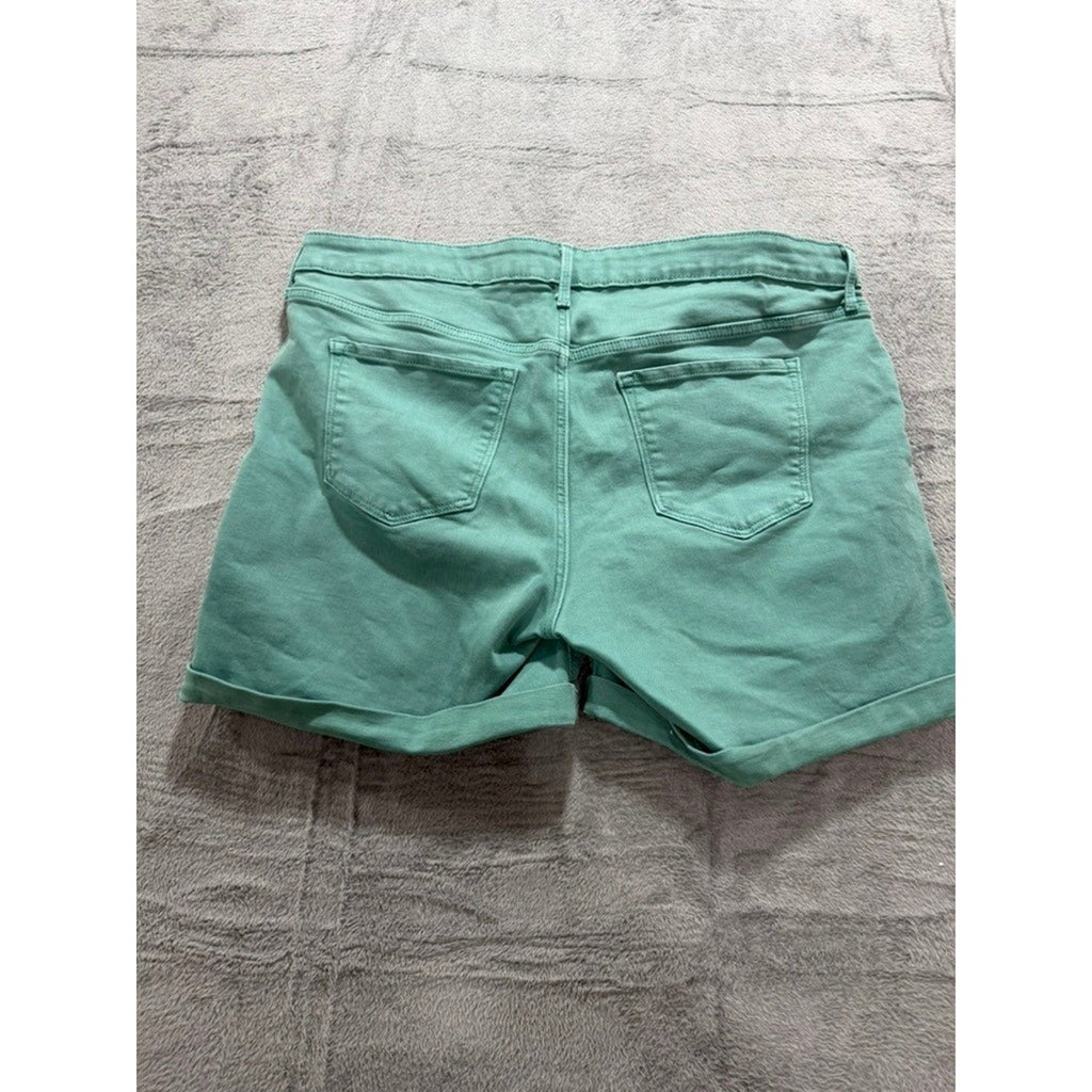 Old Navy Womens Distressed Denim Shorts Seafoam Green Cuffed Size 16 Mid Rise