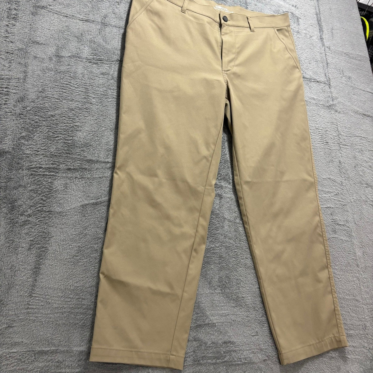 32 Degrees Mens 36x29 Khaki Stretch Performance Pants Flat Front Golf Tech Chino