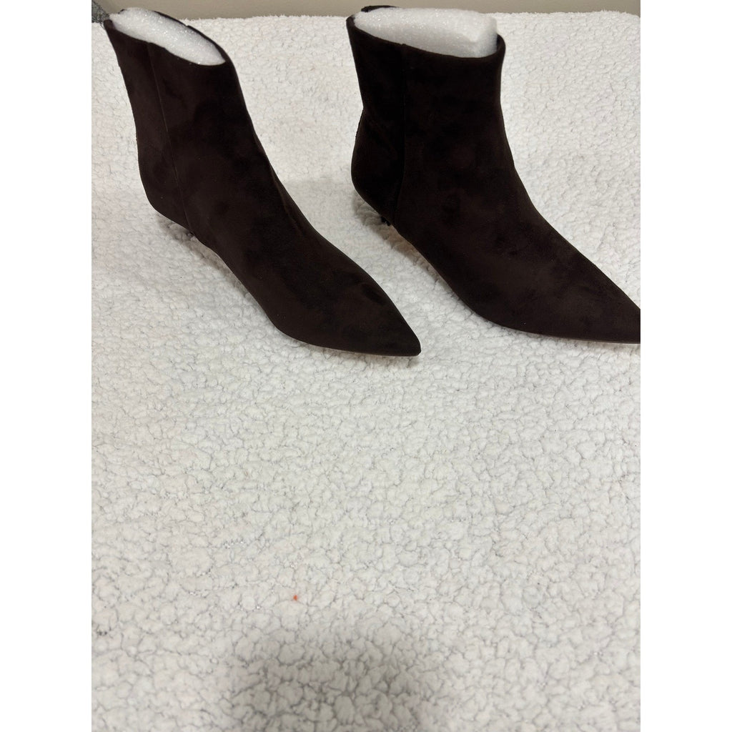 Cushionaire Barbi Womens 6.5 W Chocolate Kitten Heel Ankle Booties Microsuede