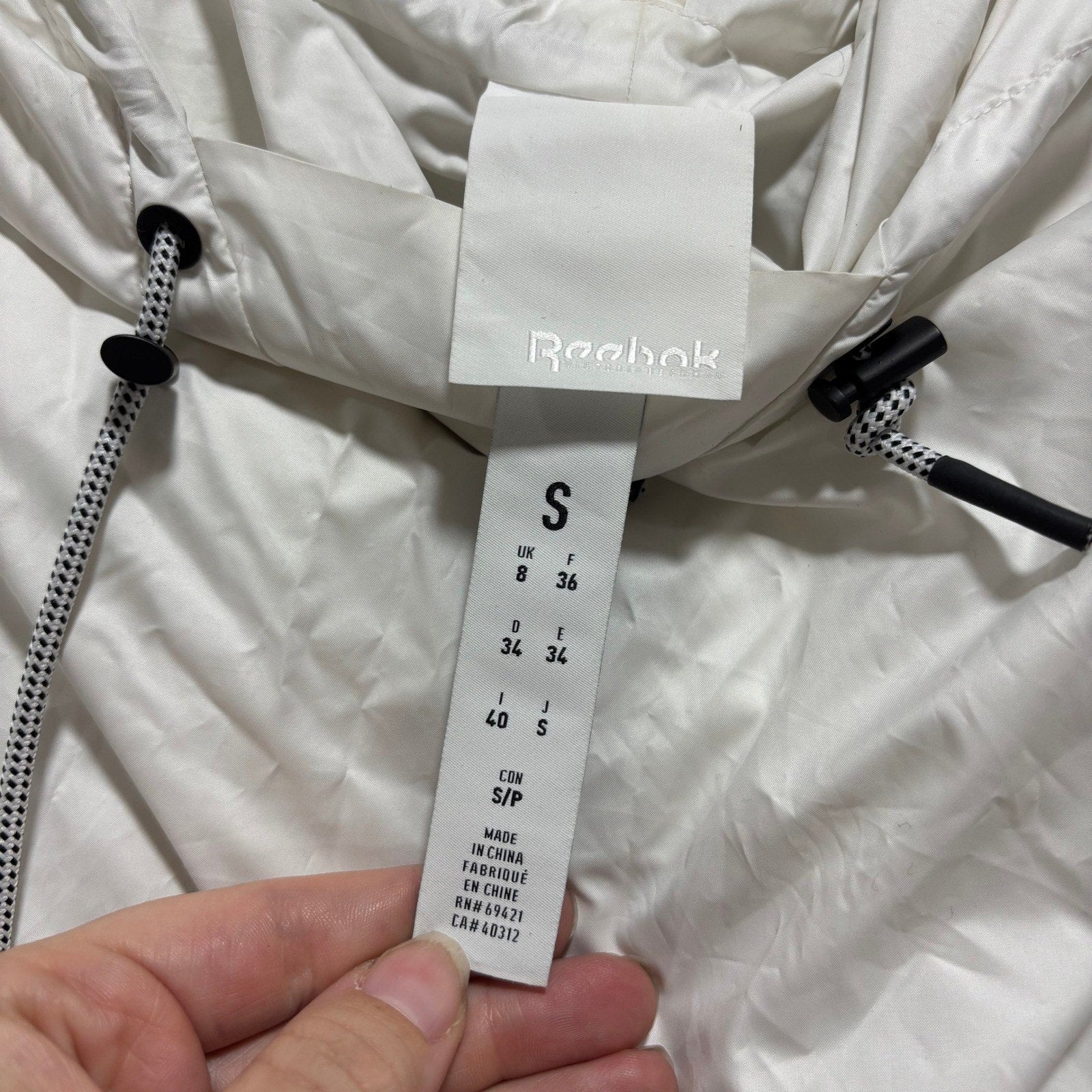 Reebok Victoria Beckham Womens S White Hooded Anorak Windbreaker Jacket RBK x VB