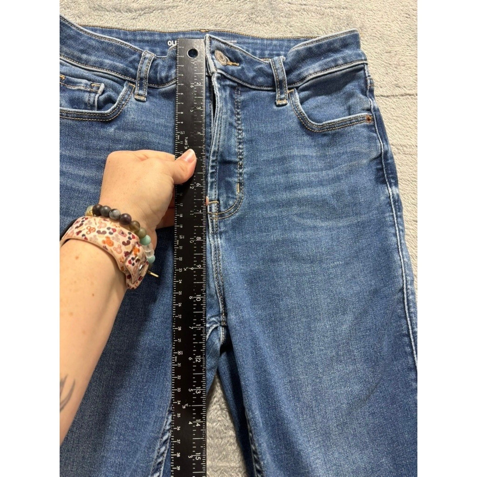 Old Navy Rockstar Super Skinny Extra High Rise Womens 6 Jeans Medium Wash Raw
