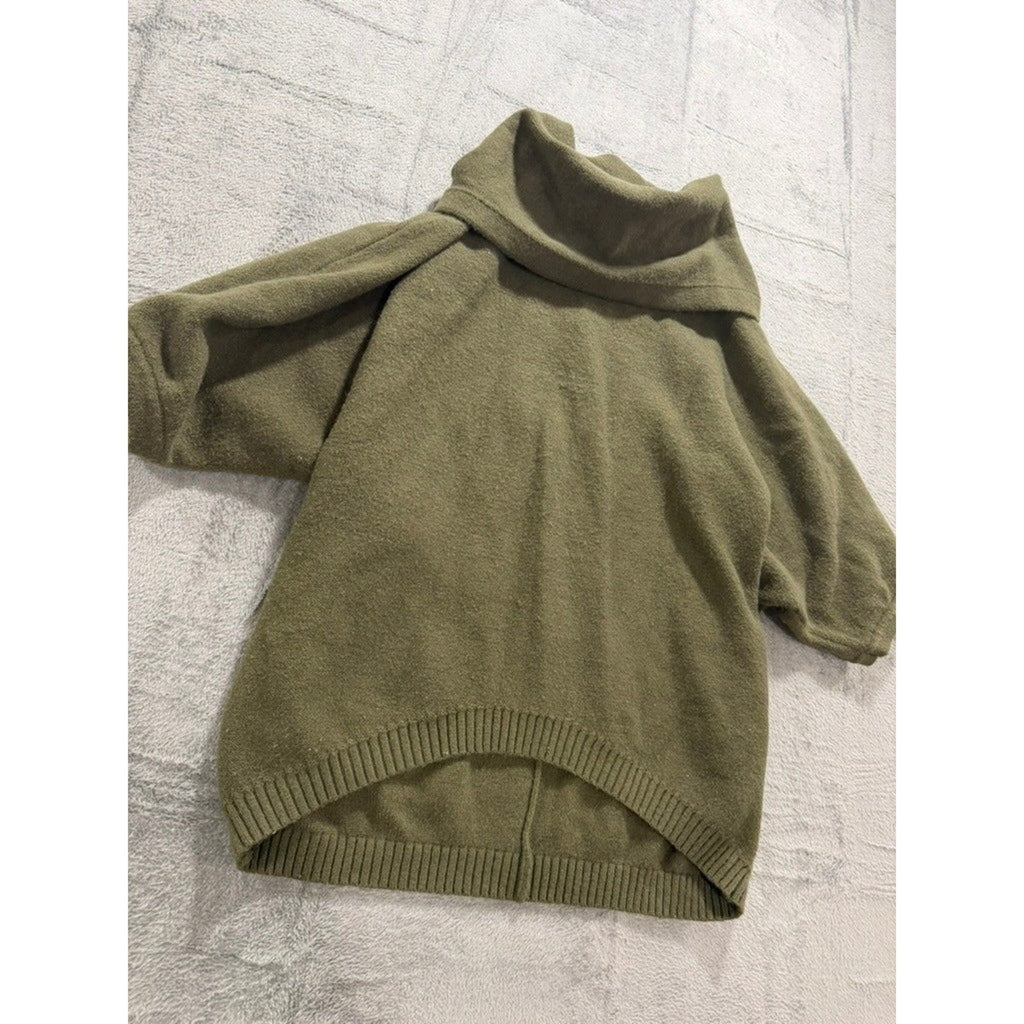 Urban Daizy Olive Green Cowl Neck High Low Poncho Sweater Womens Large Boho