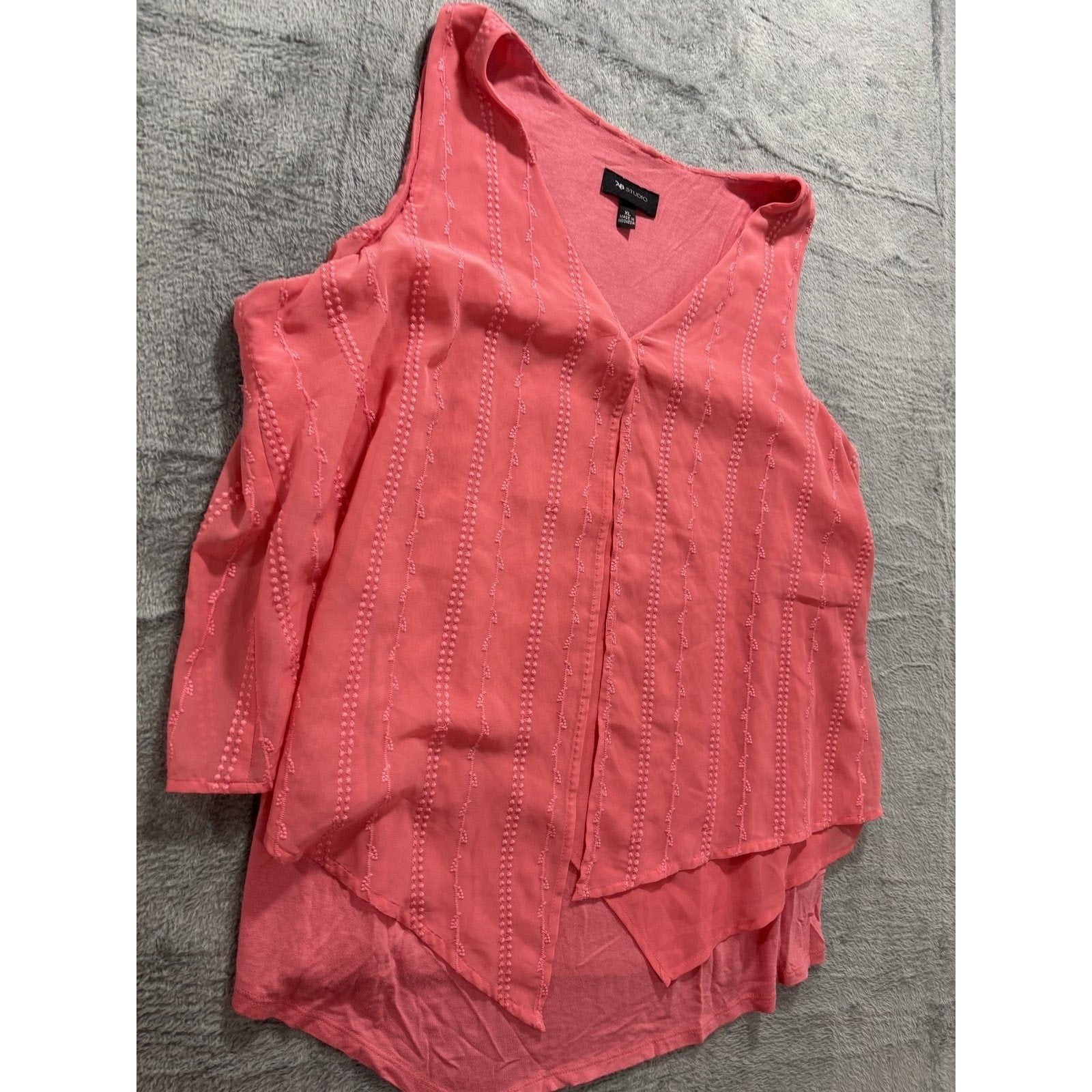 AB Studio XL Womens Pink Layered Sleeveless Blouse Boho Casual Top