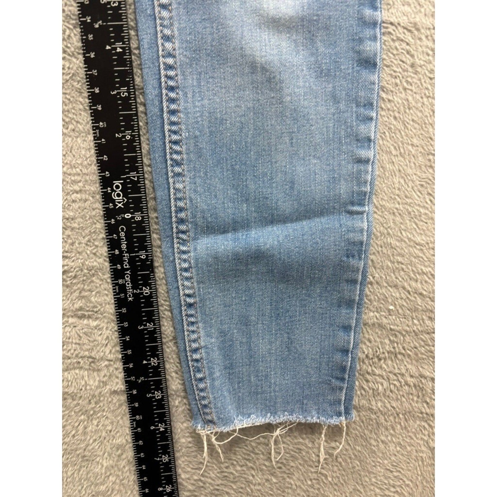 Old Navy Rockstar Super Skinny High Rise Blue Jeans Raw Hem Womens 6 Medium Wash