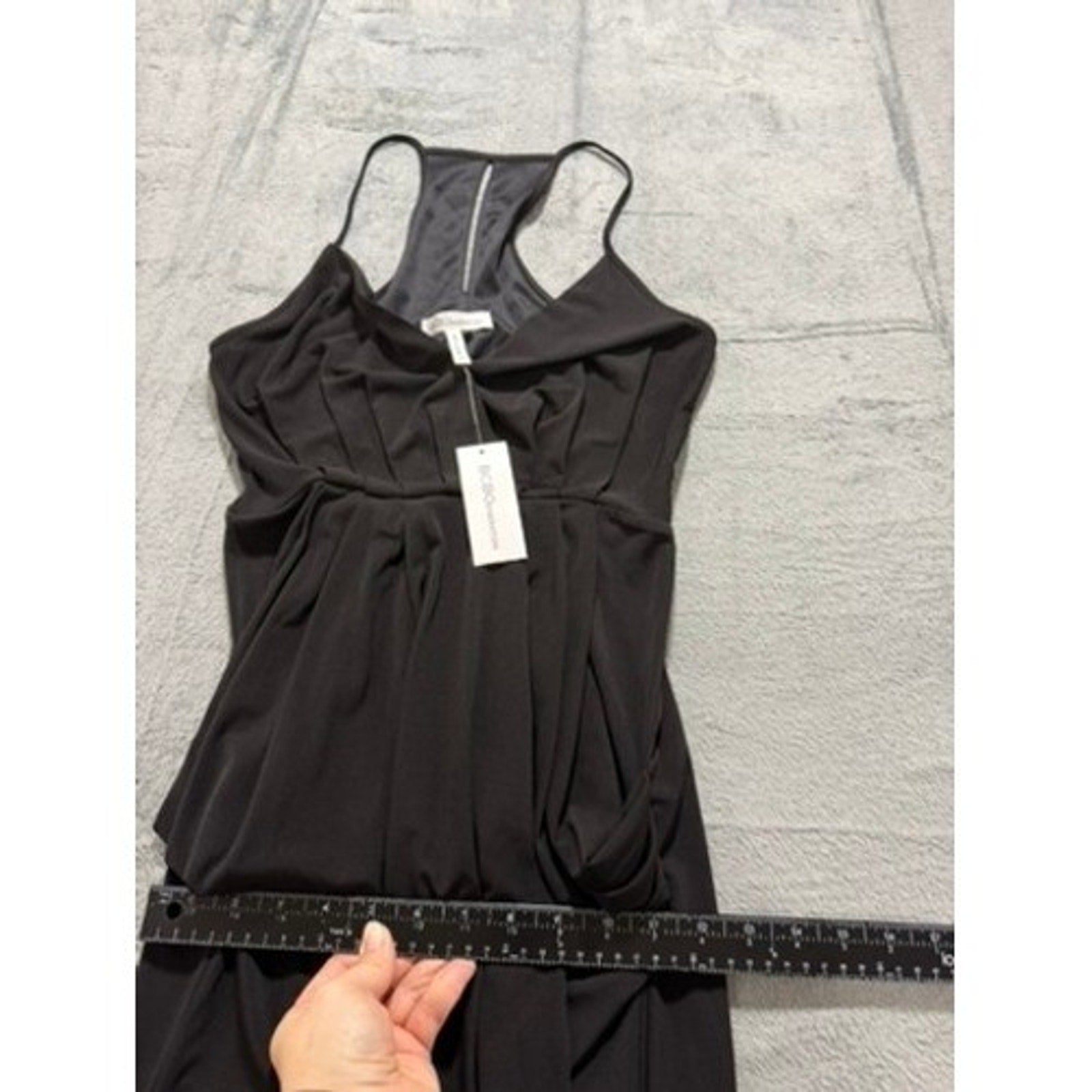 BCBGeneration Black Draped Racerback Midi Dress NWT XS Sleeveless Surplice LBD