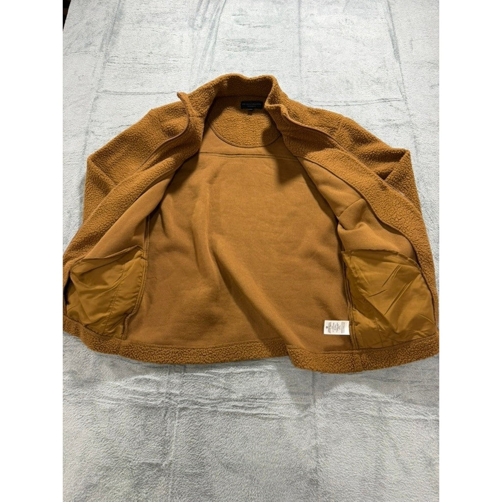 No Boundaries Mens Oversized Sherpa Fleece Full Zip Jacket Brown Small