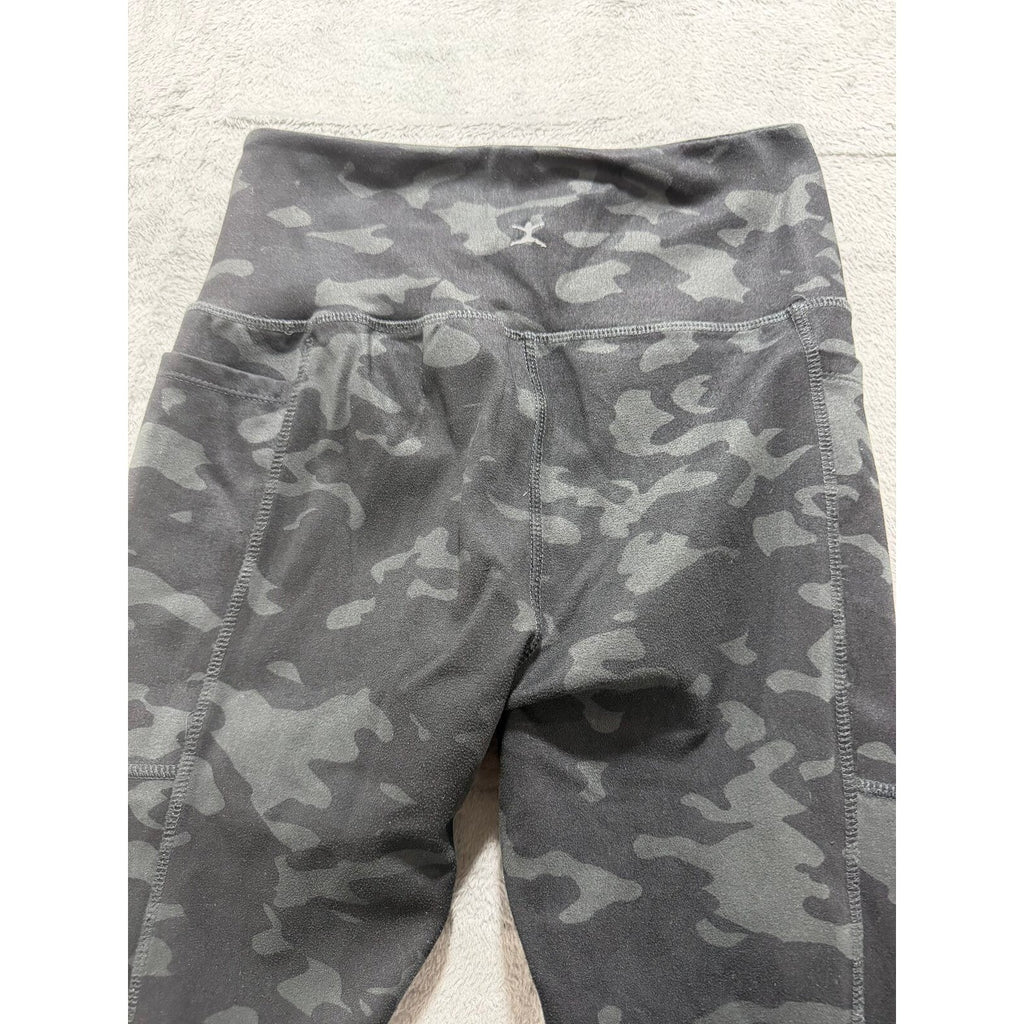 Danskin Womens S Black Camo High Rise Leggings Side Pockets Athleisure Casual
