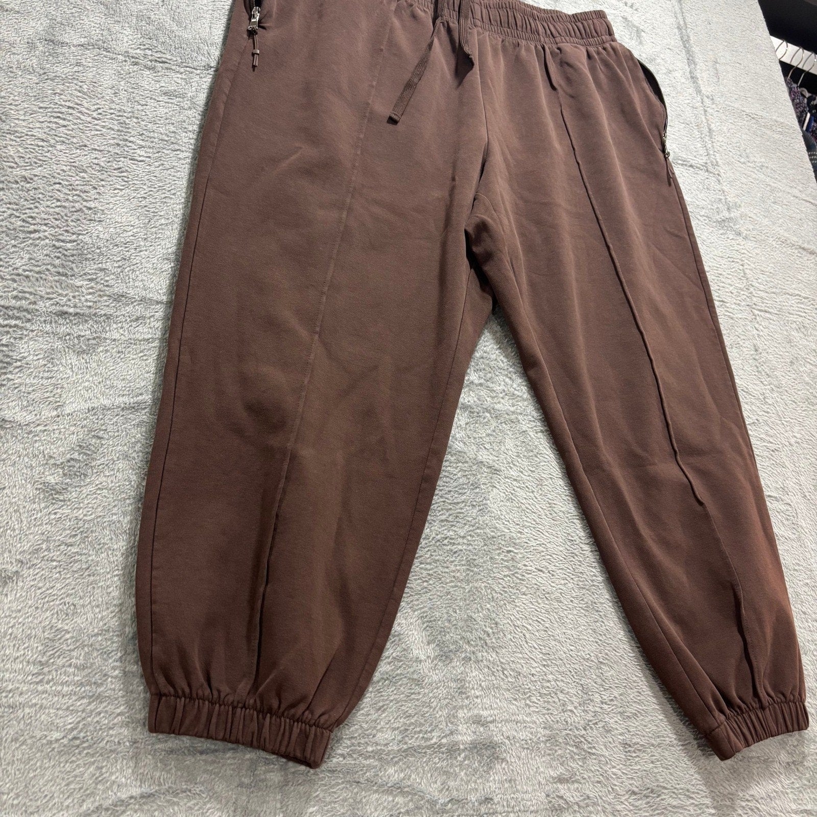 Womens XL Brown Jogger Sweatpants Relaxed Crop Drawstring Athleisure Lounge
