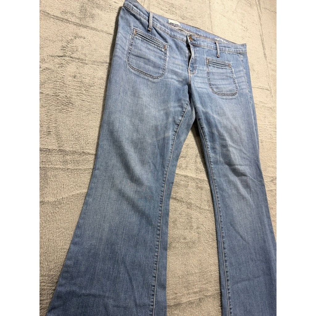 Gap 1969 Flare Jeans Womens 33/16 Light Wash Blue Patch Pocket Bell Bottoms
