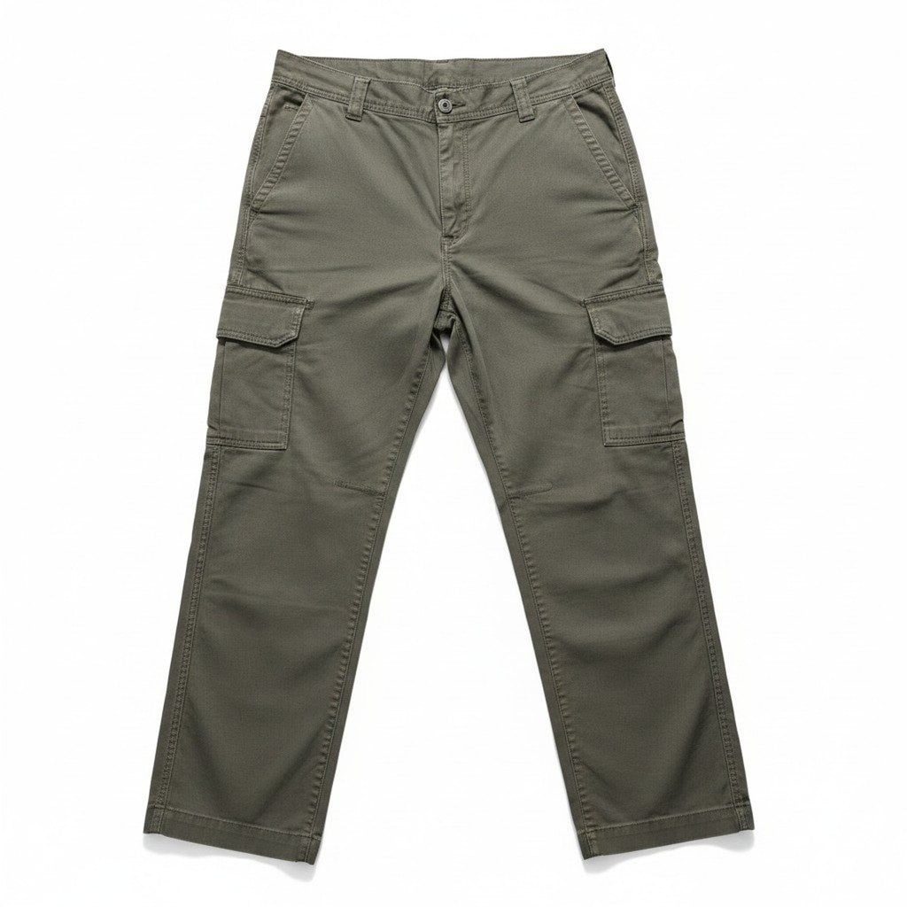 Basic Editions 36x32 Olive Green Cargo Pants Mens Casual Vintage Style