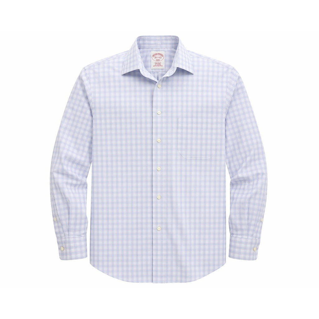 Brooks Brothers Dress Shirt Mens Large 16.5 34 Blue Check Cotton Classic