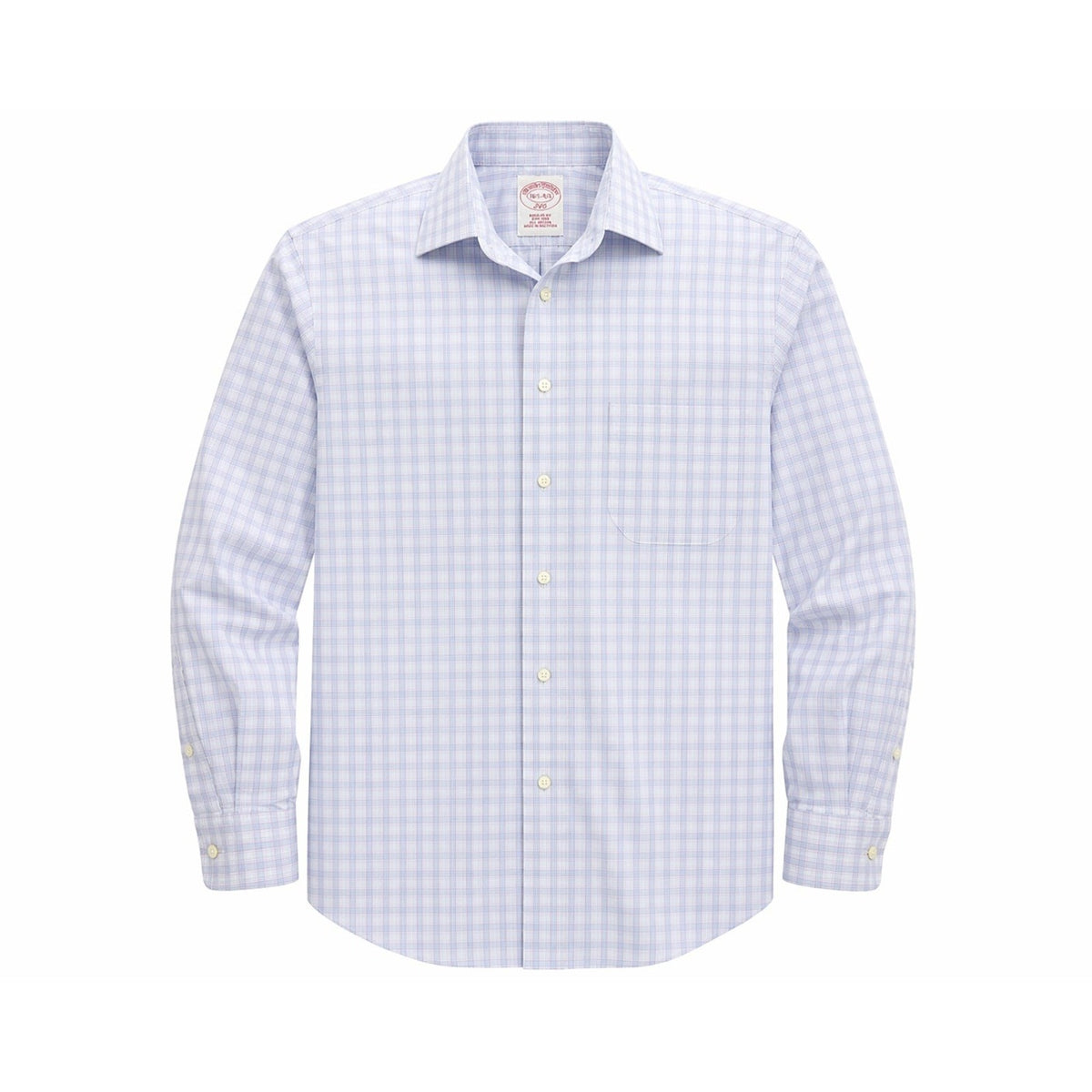 Brooks Brothers Dress Shirt Mens Large 16.5 34 Blue Check Cotton Classic
