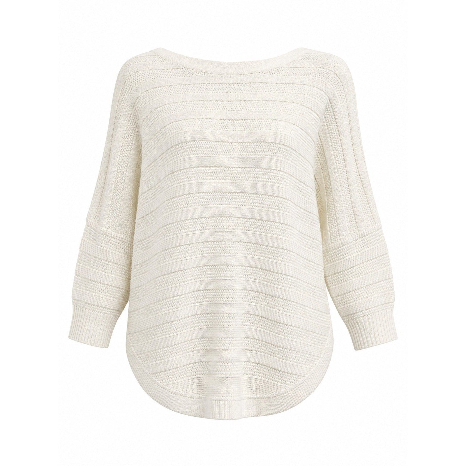 Cable Gauge Sweater Womens M Ivory Ribbed Knit Lightweight Curved Hem Casual