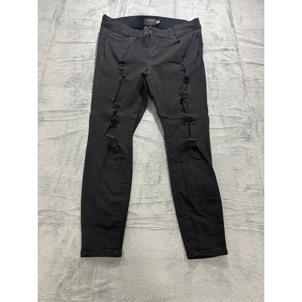 Torrid Bombshell Skinny Black Distressed Ripped Jeans Plus Size 18R High Rise