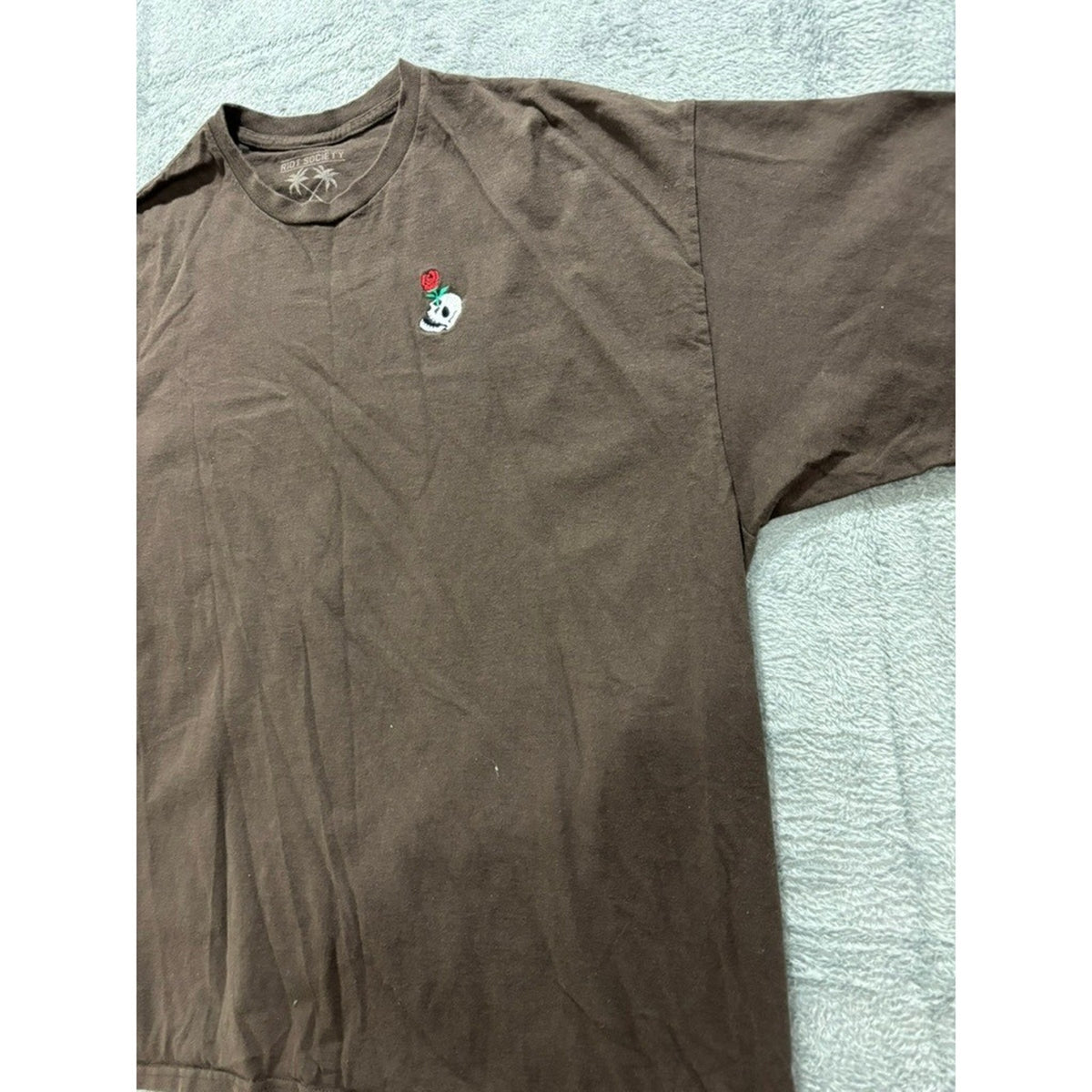 Riot Society T Shirt Men XXL Brown Skull Rose Graphic Cotton Short Sleeve