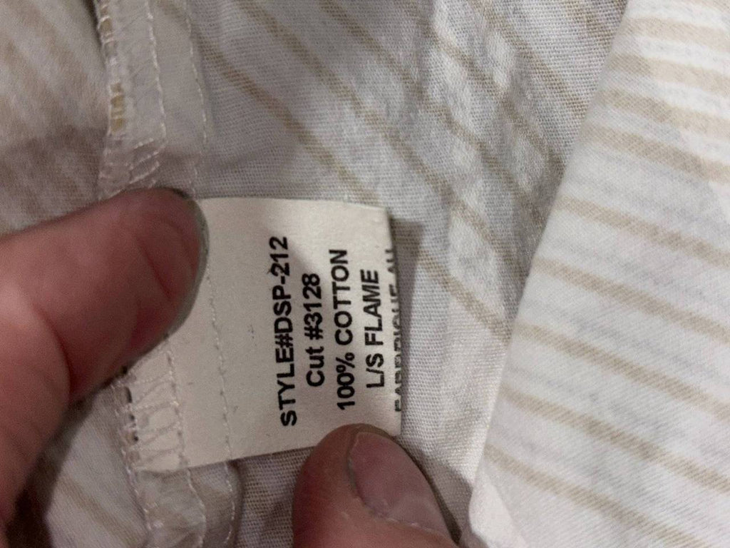 Toku Men's Tan White Print Dress Shirt Size L, photo 9 of 9