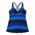 Firpearl Womens 16 Blue Ombre Tankini Swim Top Cross Back Strappy Casual Beach