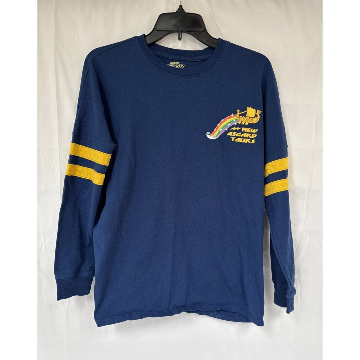 Marvel Thor Love Thunder New Asgard Tours Long Sleeve Shirt Blue Yellow Campus S