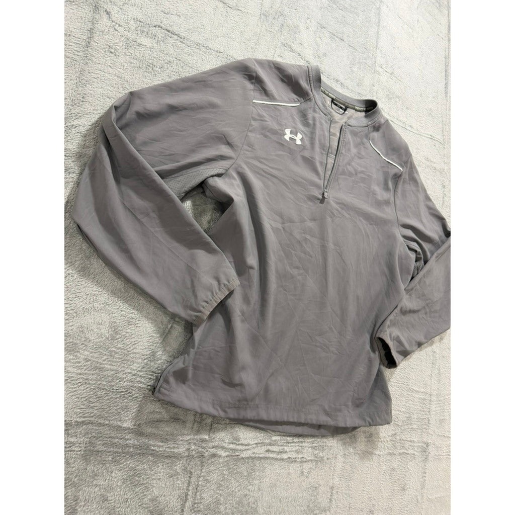 Under Armour Mens Grey Quarter Zip Windbreaker Jacket Small Loose Fit Activewear