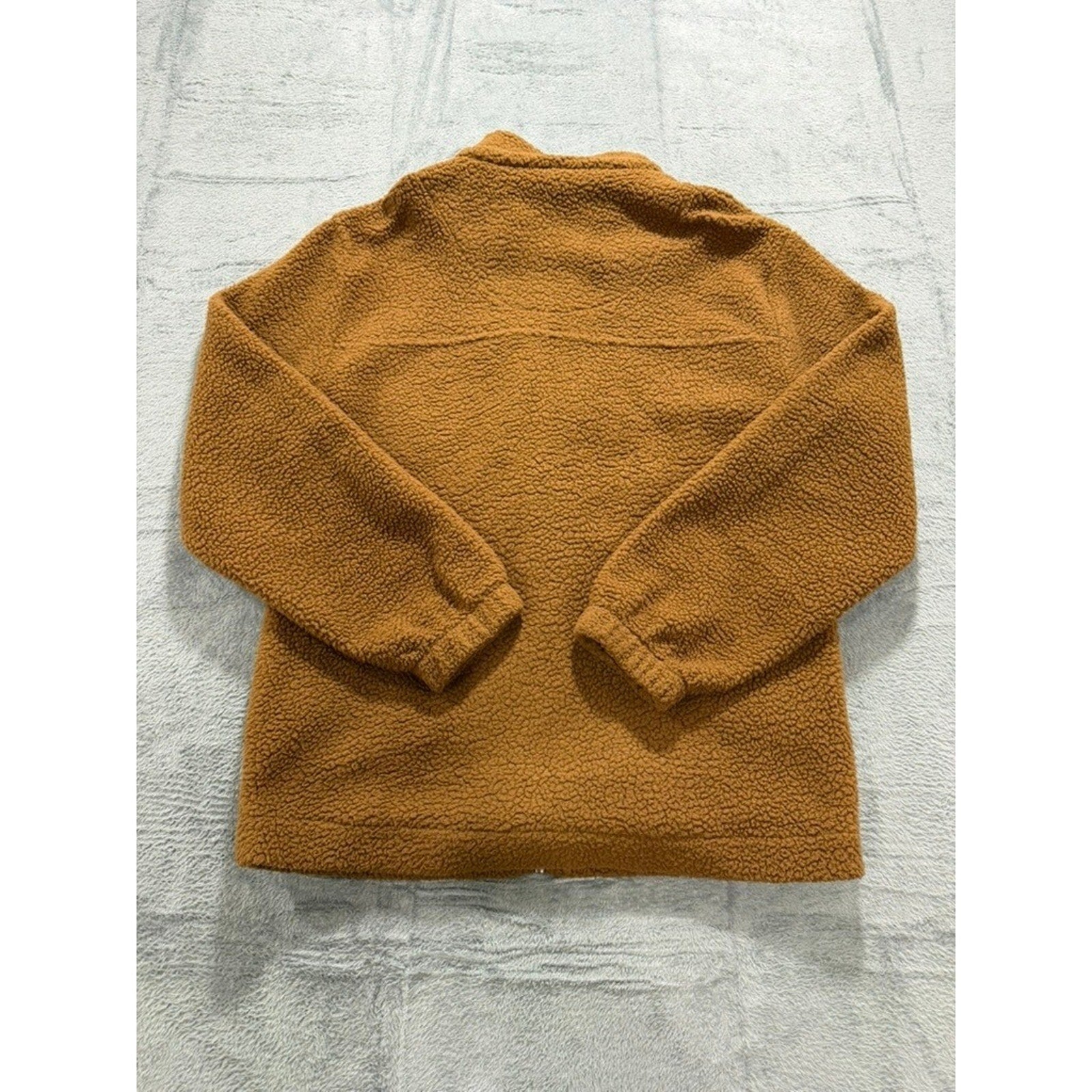 No Boundaries Mens Oversized Sherpa Fleece Full Zip Jacket Brown Small