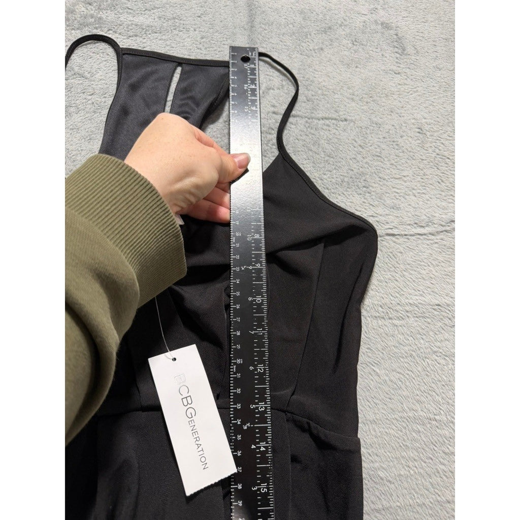 BCBGeneration Black Draped Racerback Midi Dress NWT XS Sleeveless Surplice LBD