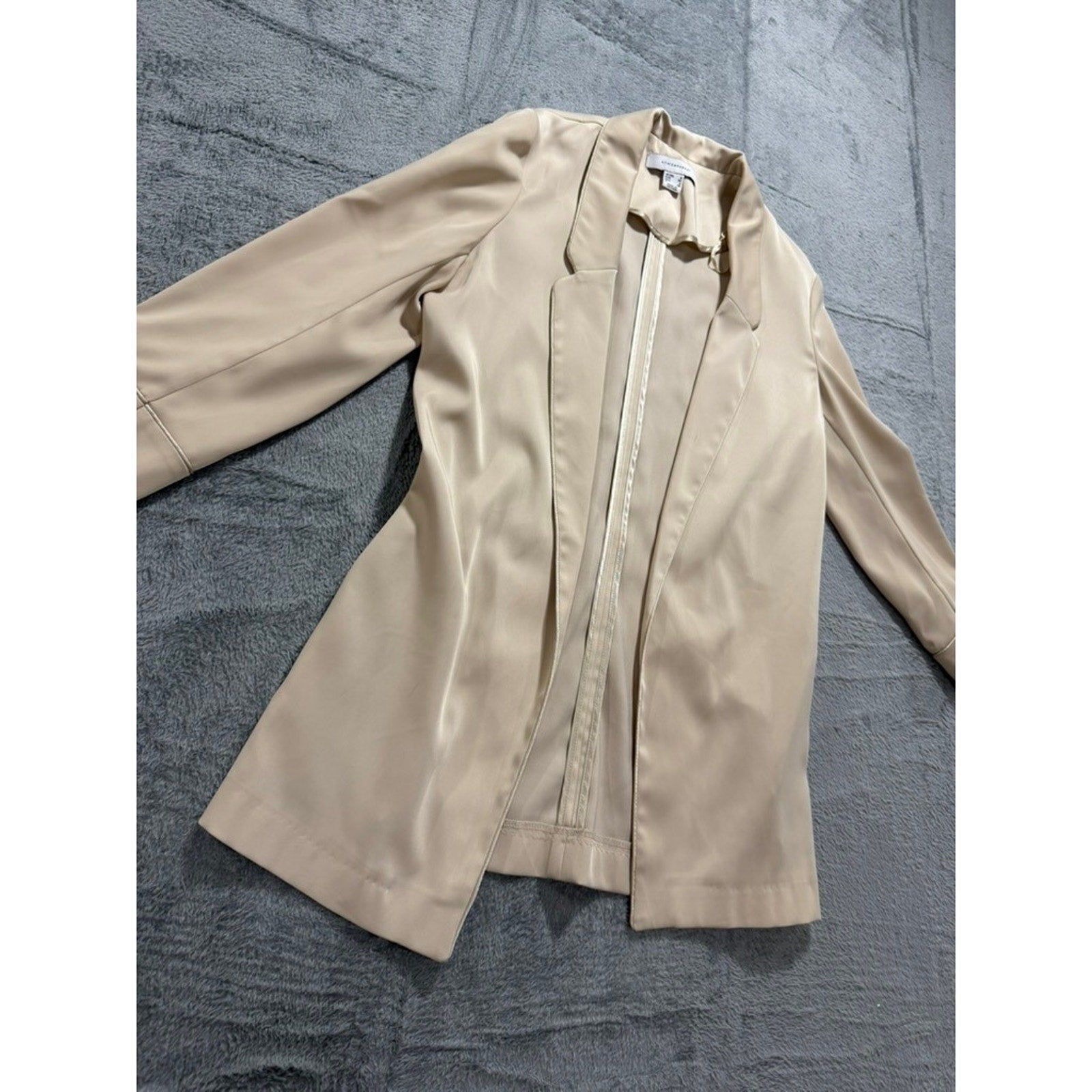 Atmosphere Womens Beige Open Front 3/4 Sleeve Notched Lapel Blazer Size 2
