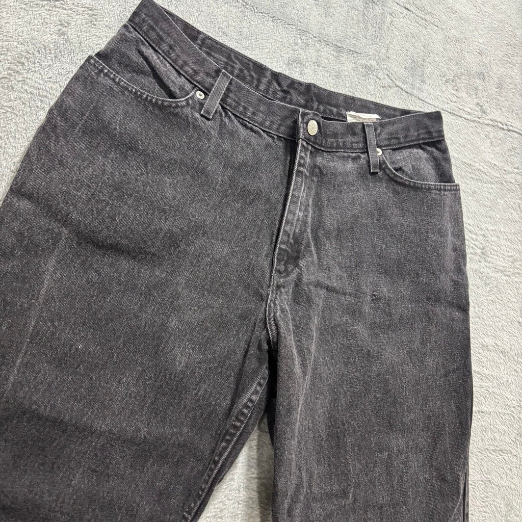 LL Bean Womens 16 PET Black Denim Bermuda Shorts Vintage Casual High Rise