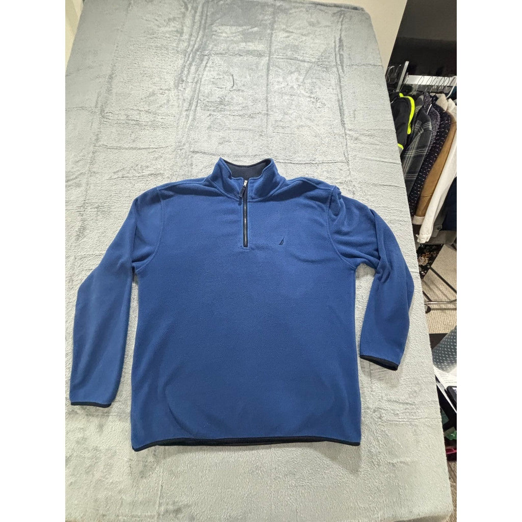Nautica XL Blue Quarter Zip Fleece Pullover Mens Casual Cozy
