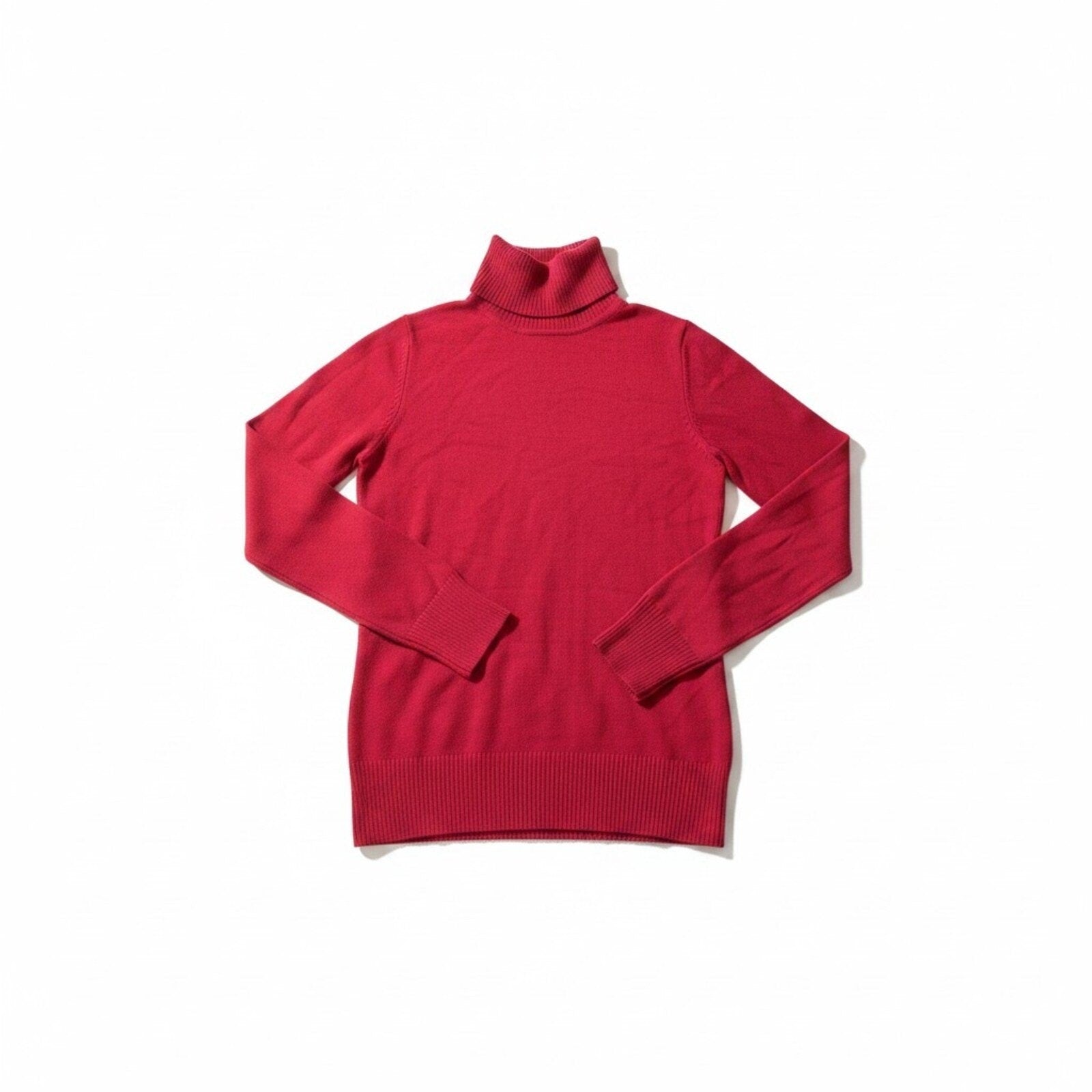 French Connection M Red Womens Turtleneck Sweater Casual Preppy Classic Knit