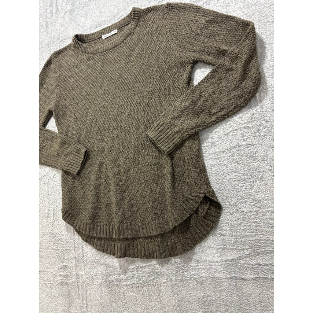 Pink Clover Womens M Olive Green Textured Knit Sweater Pullover Boho Casual Cozy