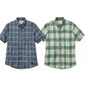 Weatherproof Vintage Shirts Mens L Plaid Linen Button Up Short Sleeve