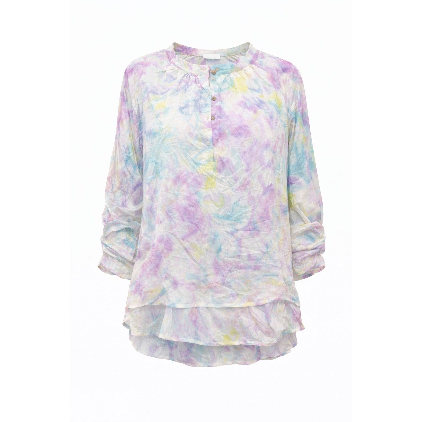 Adyson Parker Blouse Womens 1X Boho Watercolor Pastel Rayon Flowy Top