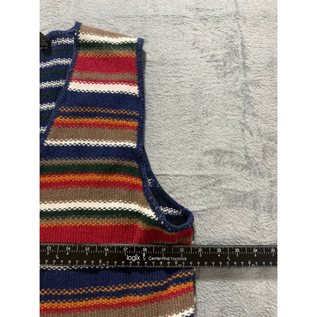 Structure Sweater Vest Mens XL Multicolor Striped Knit Button V Neck Retro