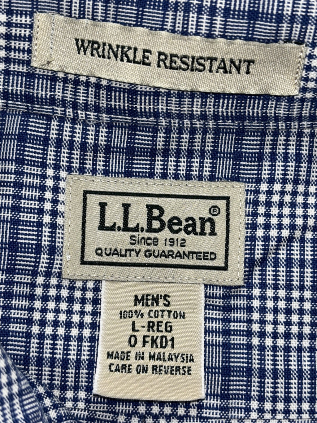 L.L.Bean Men's Blue Plaid Dress Shirt Size L Regular, photo 5 of 7
