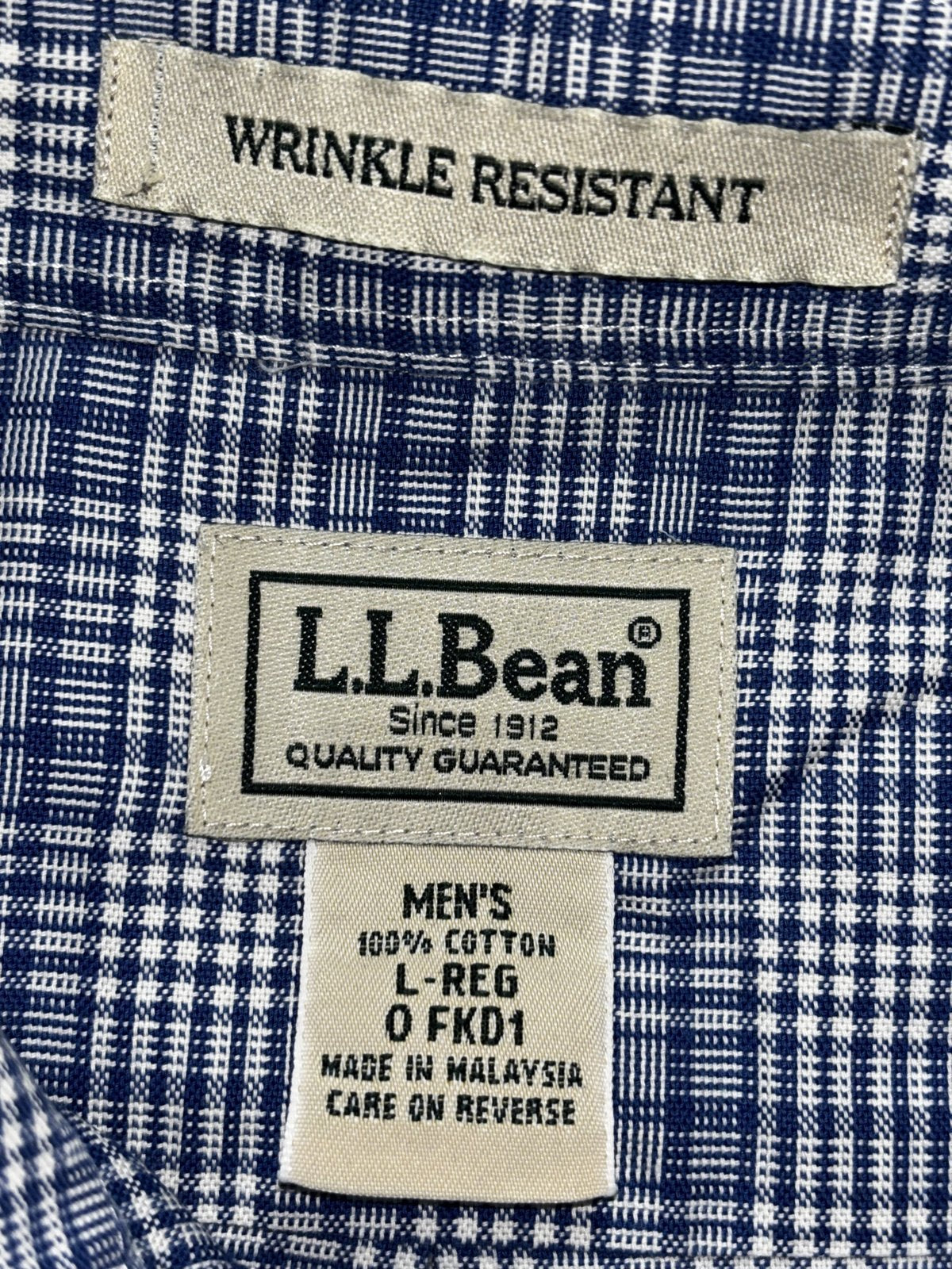 L.L.Bean Men's Blue Plaid Dress Shirt Size L Regular, photo 5 of 7