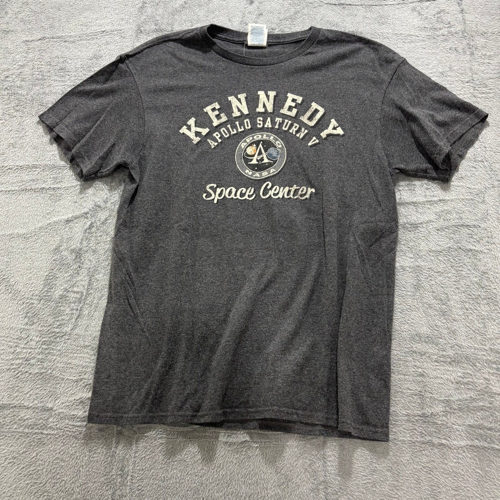 NASA Kennedy Space Center Apollo Saturn V Womens M Gray Graphic T-Shirt Casual