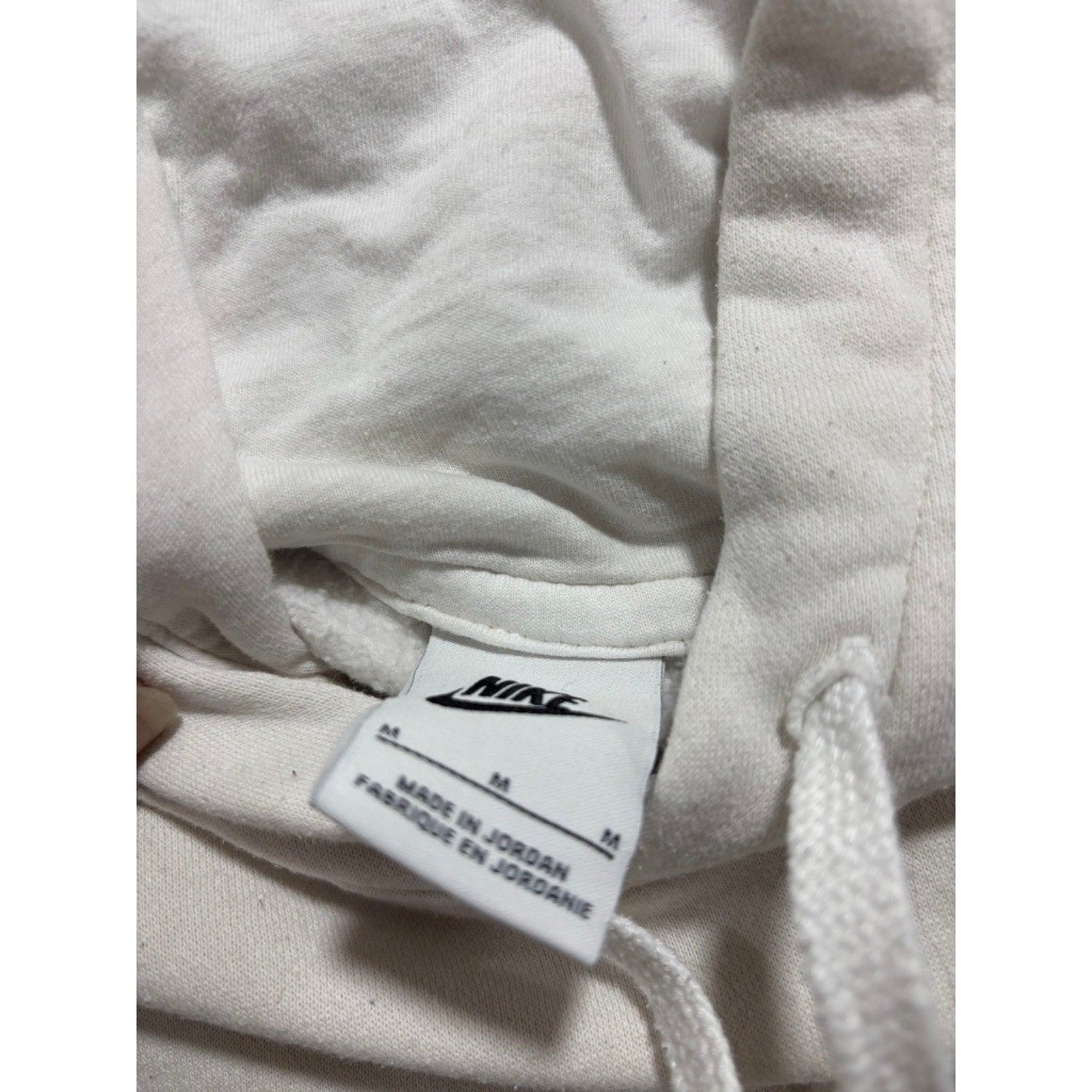 Nike M White Hoodie Womens Crewneck Swoosh Logo Casual Athleisure Sweatshirt