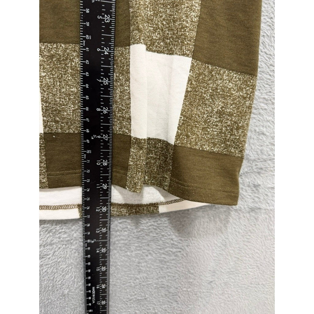 LuLaRoe XL Womens FALLelujah Graphic Tee Olive Green Buffalo Plaid Cozy Fall