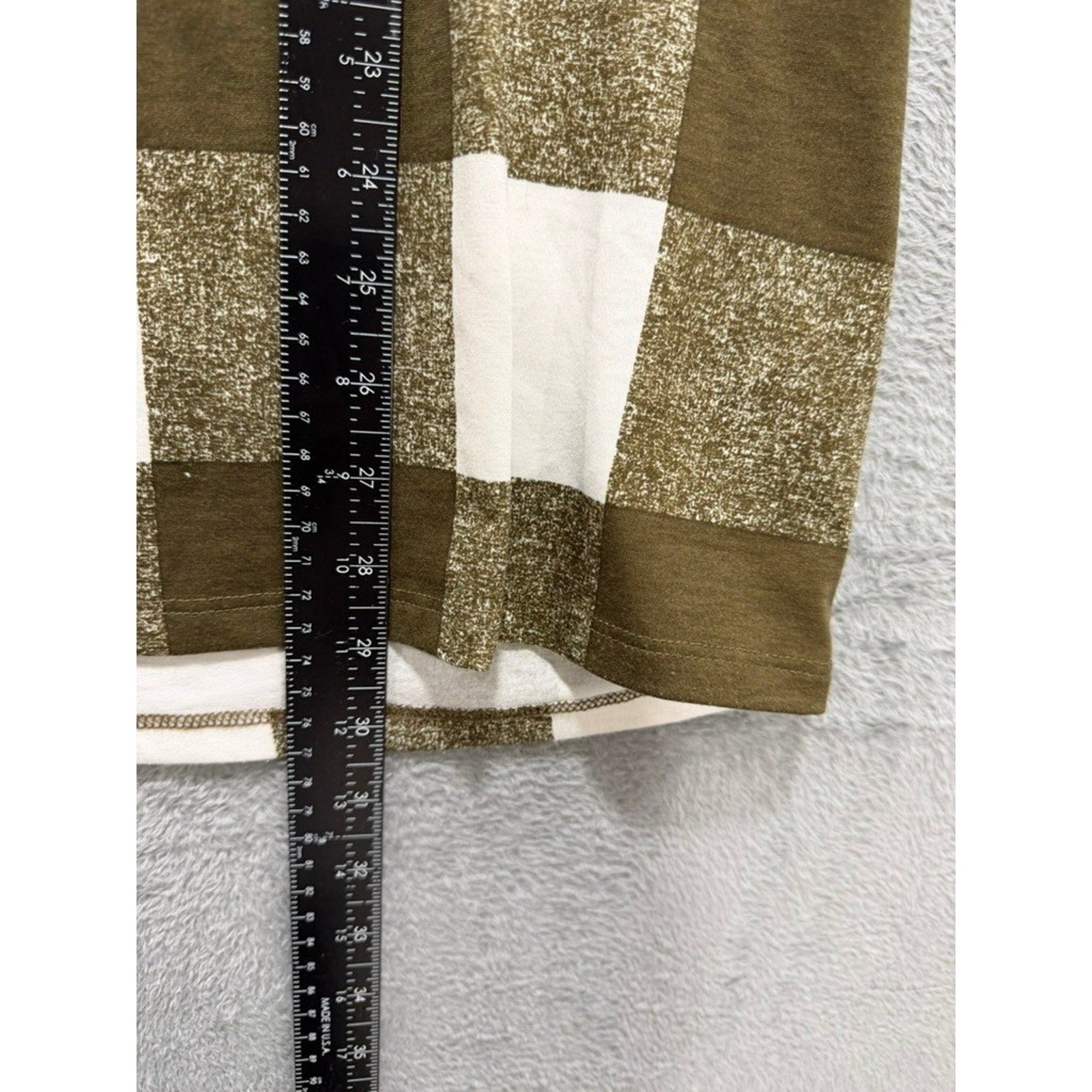 LuLaRoe XL Womens FALLelujah Graphic Tee Olive Green Buffalo Plaid Cozy Fall