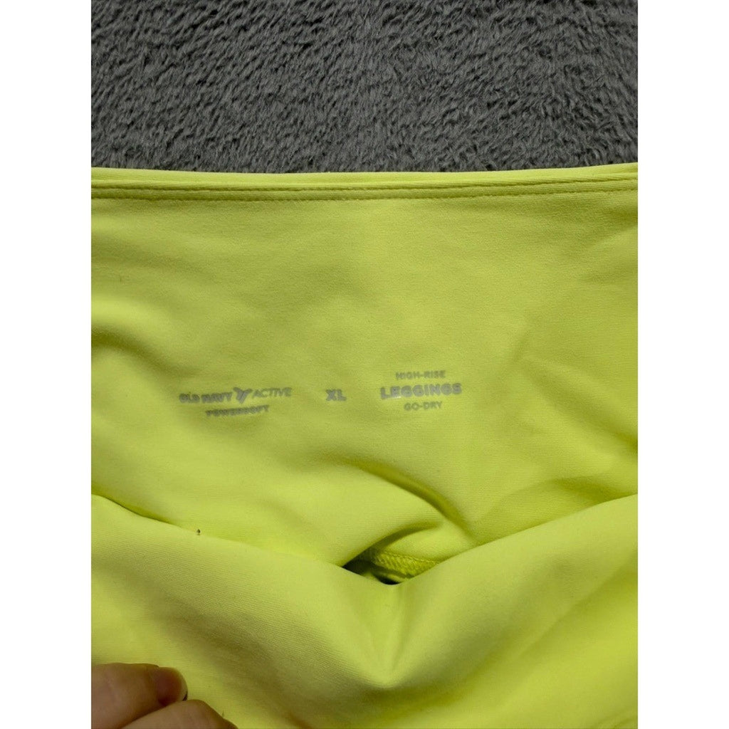 Old Navy Active Powersoft Go-Dry High Rise Leggings XL Neon Yellow Workout